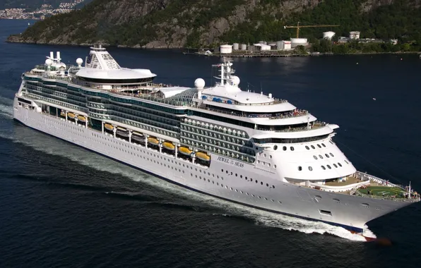 The ocean, rocks, ship, liner, pearl of the sea