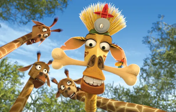 The sky, cartoon, cartoon, Madagascar, giraffes, Madagascar, Escape 2 Africa, Melman