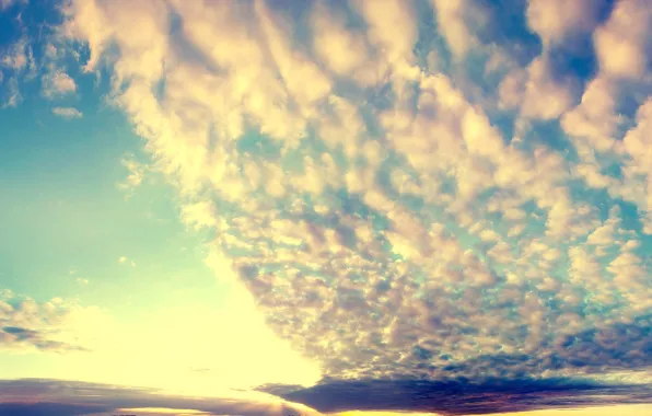Picture the sky, clouds, sunset, nature, lake, surface, color
