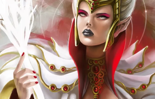 Girl, fantasy, art, MAG, staff