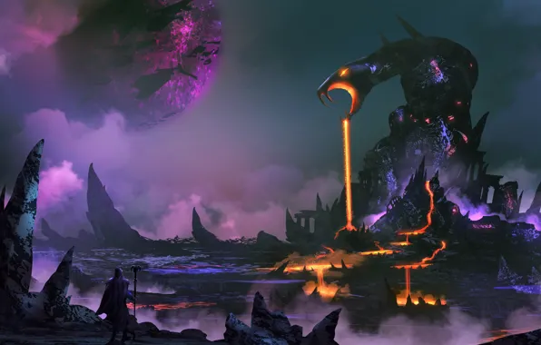 Rocks, lava, staff, Monster Lava