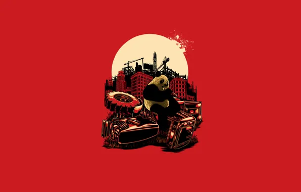 Red, Panda, blood, Red, kill, panda, Angry Panda