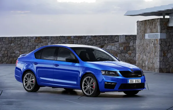 Auto, blue, Skoda, Octavia