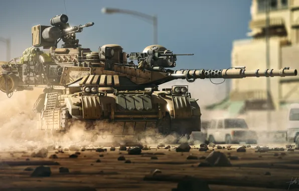 Picture weapons, fiction, war, tank, render