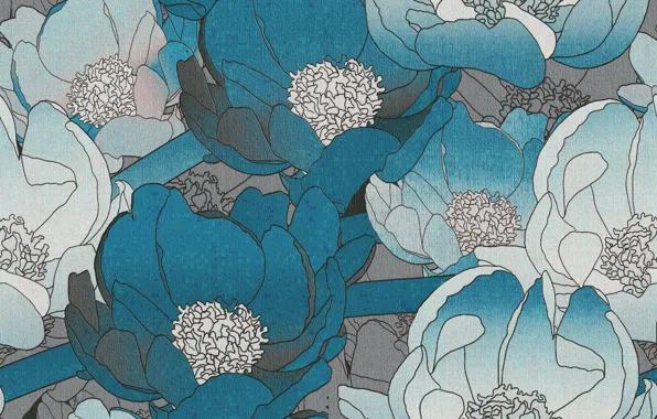 Picture flowers, blue, grey, background, texture, pattern, floral