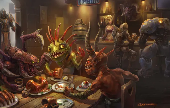 Picture food, starcraft, Blizzard, booze, characters, world of warcraft, the pub, Fan Art