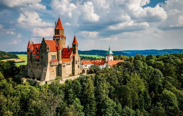 Picture forest, clouds, castle