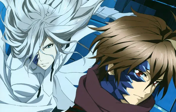 Virus, white hair, guilty crown, guilty crown, shu ouma, gai tsutsugami, Apocalypse