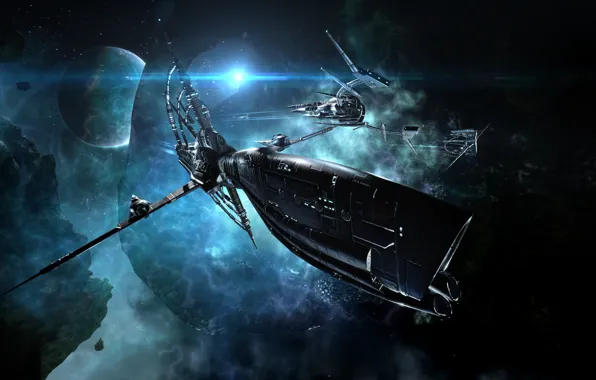Nebula, planet, asteroids, Space, space, spaceship, eve online, space ship