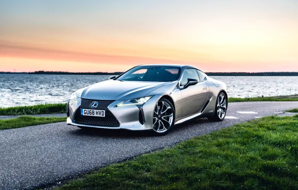 Road, auto, sunset, Lexus, 500h