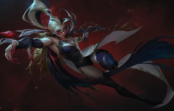 Girl, Glasses, Weapons, Art, Warrior, League of Legends, Character, Vayne
