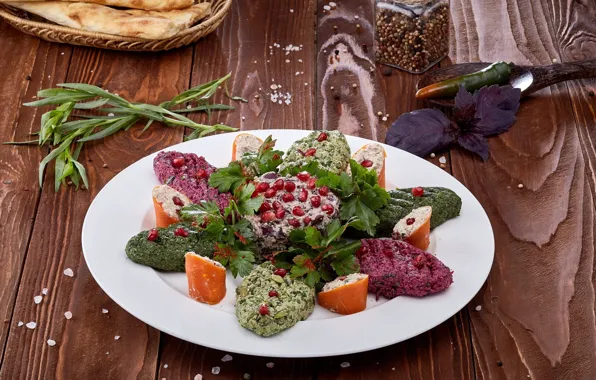 Greens, sauce, garnet, appetizer, cuts, Georgian cuisine, Phala