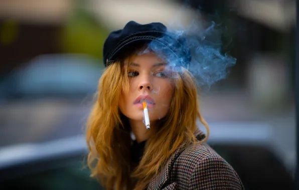 Picture girl, smoke, cigarette, Anastasia Scheglova