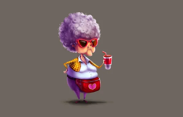 Glass, grandma, minimalism, glasses, hairstyle, drink