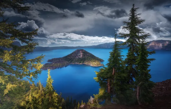 Picture lake, USA, Oregon, Crater, crater lake