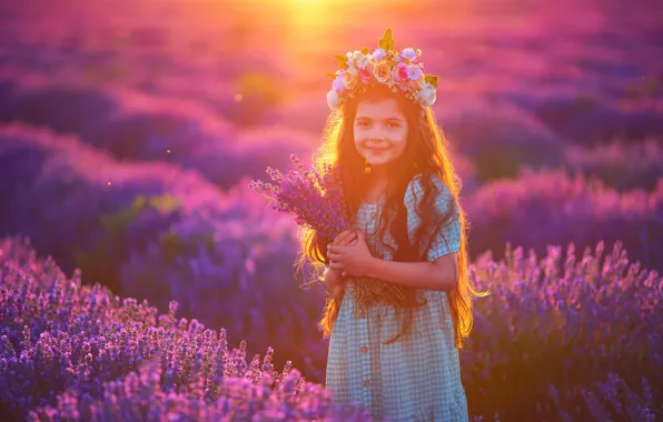 Field, summer, light, flowers, nature, pose, mood, bouquet