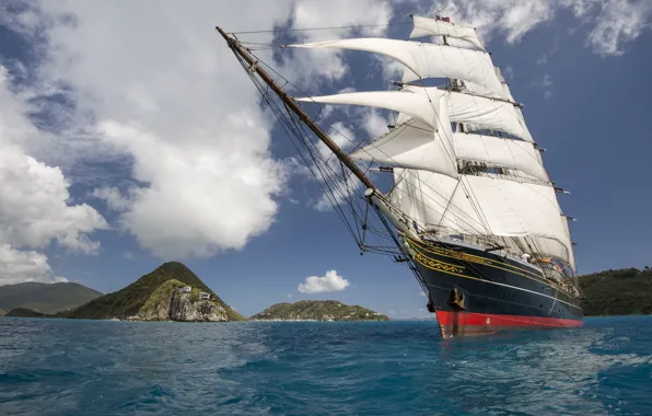 Sea, sailboat, sea, sailing ship, сlipper, Stad Amsterdam