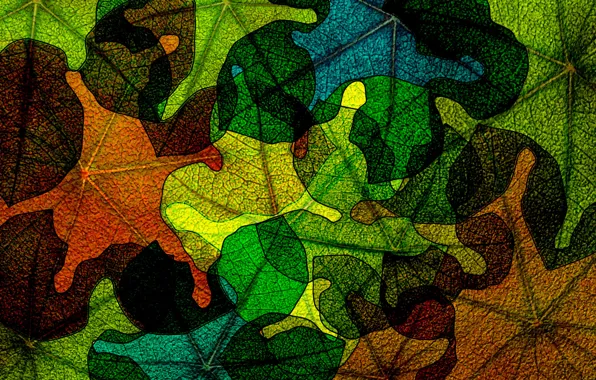 Autumn, glass, leaves, abstraction, Wallpaper, color, stained glass, spot