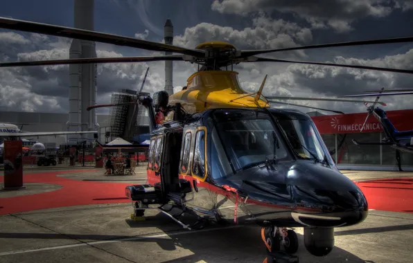 Picture clouds, helicopter, AW139, With
