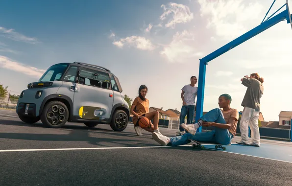 Picture Girl, The ball, Citroen, Guys, 2022, Very expressive vehicle, Small city electric car, Citroen My …