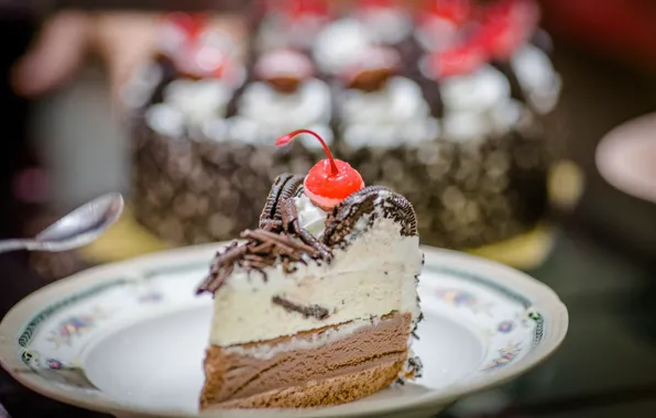 Picture food, chocolate, cake, cream, dessert, a piece of cake