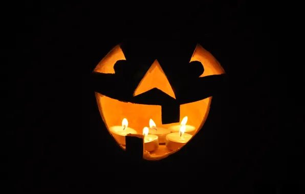 Smile, candles, Halloween, pumpkin