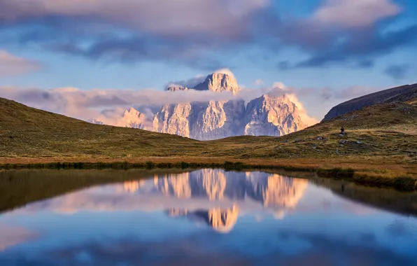 Picture clouds, mountains, lake, reflection, beauty, space, water surface, mountains