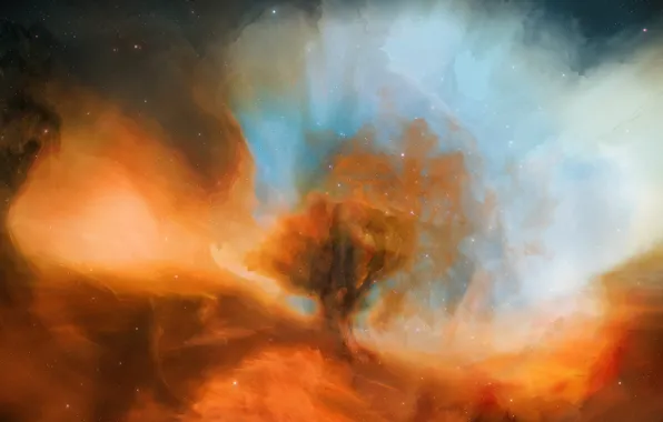 Space, stars, nebula, cloud, art