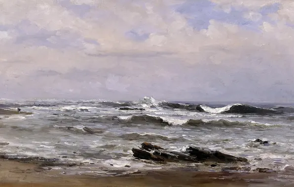 Picture, seascape, Carlos de Haes, Tide