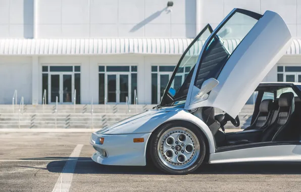 Picture White, Supercar, Lamborghini Diablo, Scissor doors