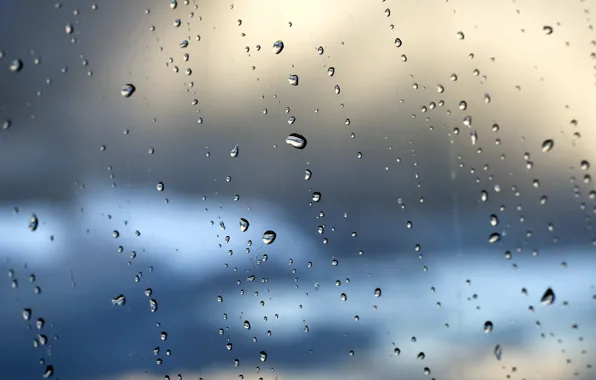 Picture the sky, glass, drops