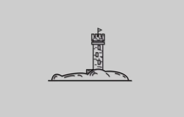 Picture lighthouse, island, Windows, balcony, prapor