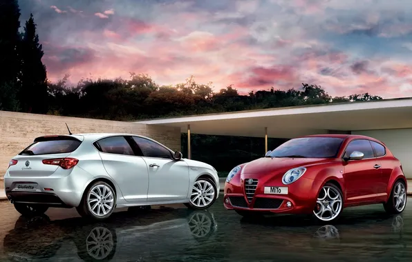 Picture white, the sky, red, reflection, Alfa Romeo, MiTo, Alfa Romeo, and