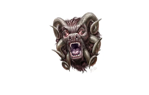 Face, fear, wool, the demon, mouth, fangs, horns
