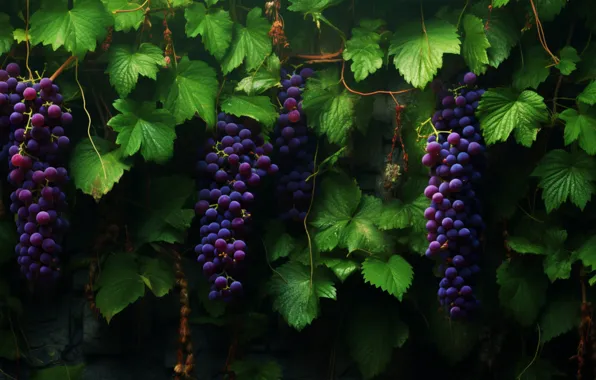 Leaves, nature, harvest, grapes, vineyard, hang, bunches of grapes, bunch of grapes