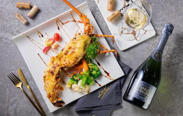 Picture Omar, champagne, sauce, salad