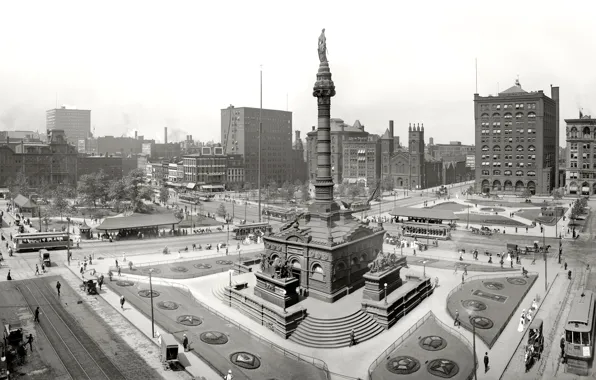 Retro, area, monument, USA, Cleveland