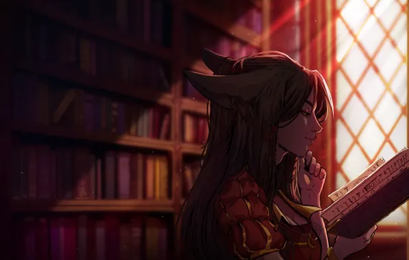 Interest, books, dress, girl, Art, Katrin, book, kitsune
