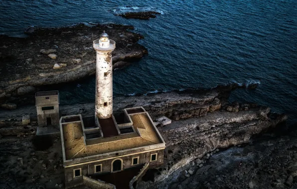 Sea, lighthouse, Italy, Sicily, Augusta