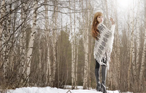 Picture forest, girl, snow