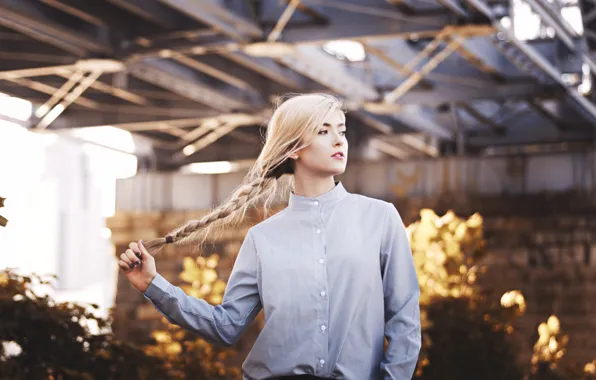 Picture girl, background, braid