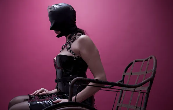 Picture girl, chair, mask