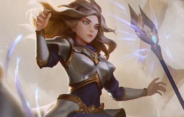 Girl, spear, Lux, League Of Legends