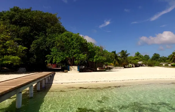 Beach, the ocean, island, pier, The Maldives, resort, Maldives, Paradise island