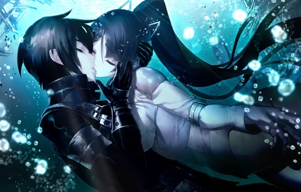 Picture girl, romance, kiss, pair, guy, manga, Tokyo Necro