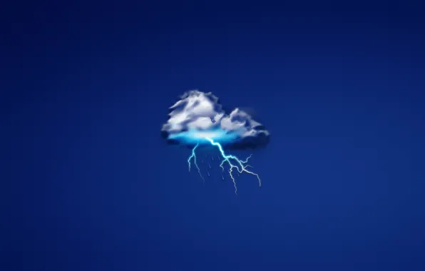 Drops, rain, lightning, minimalism, cloud, cloud, thunder, dark blue background