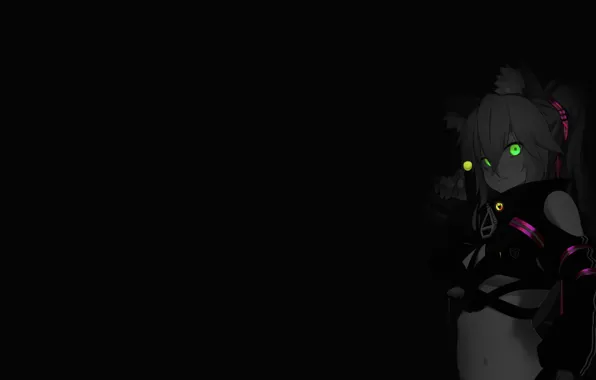 Wallpaper pose, the dark background, anime, gesture, anime, monochrome,  green eyes, monochrome for mobile and desktop, section сёнэн, resolution  1920x1080 - download