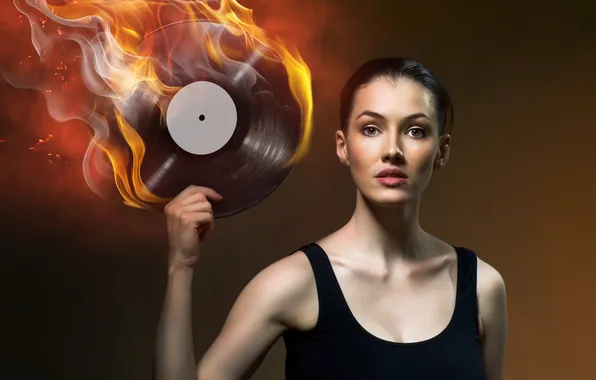 Look, girl, creative, fire, Mike, record, brown hair