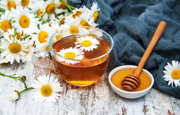 Flowers, tea, chamomile, honey, Cup, fragrant