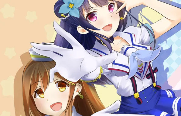 Girls, anime, art, smile
